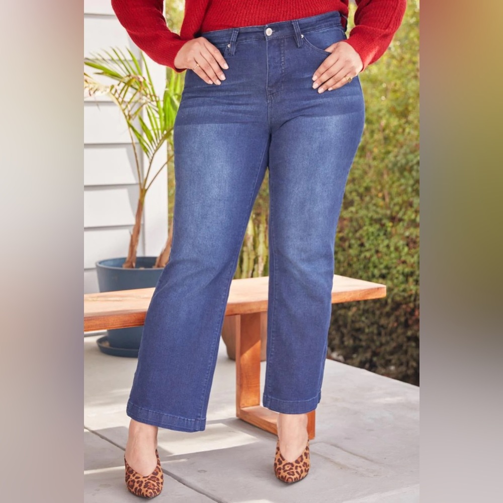 Tummy Tuck Control High-Rise wide leg jeans by Royalty